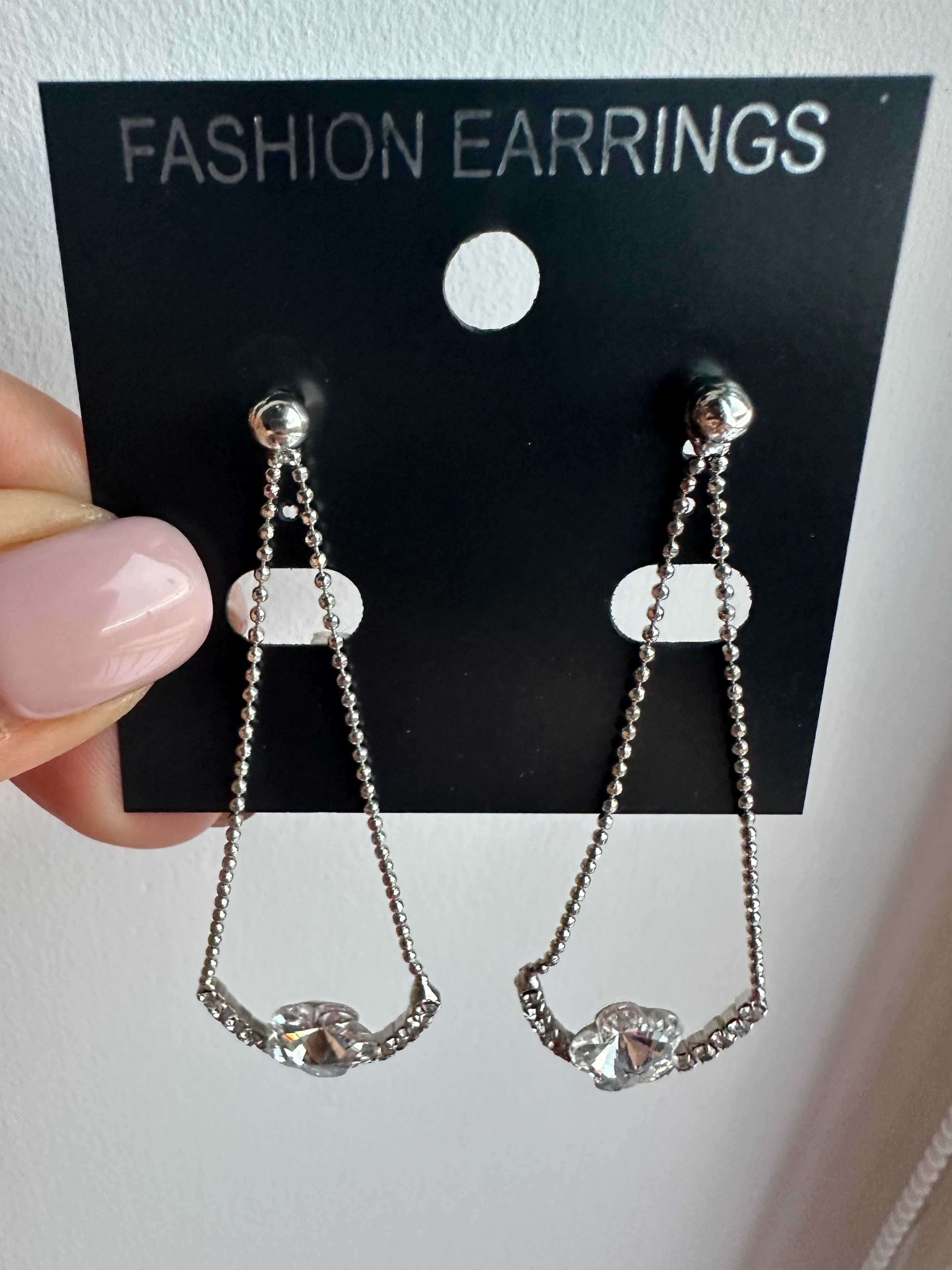 Kolczyki wiszące Nowe z metką Fashion Earrings ze srebrnymi cyrkoniami