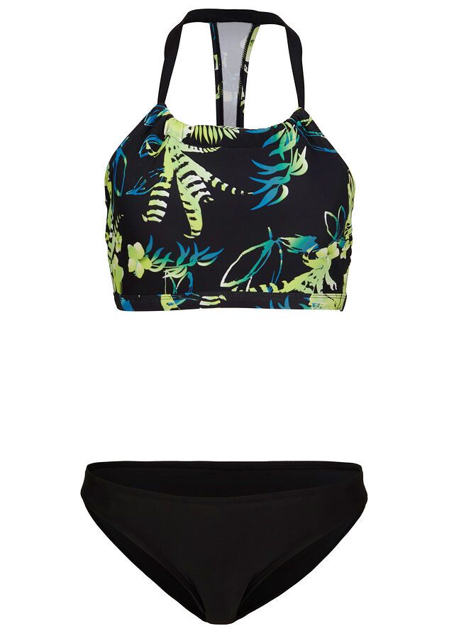 B.P.C czarne bikini biustonosz bustier w kwiaty^50