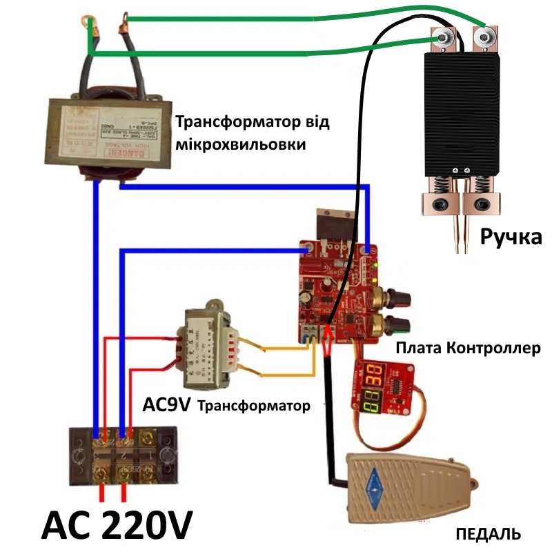 Ручка для точкового зварювання Контролер NY-D01 NY-D02 СтрічкаЕлектрод