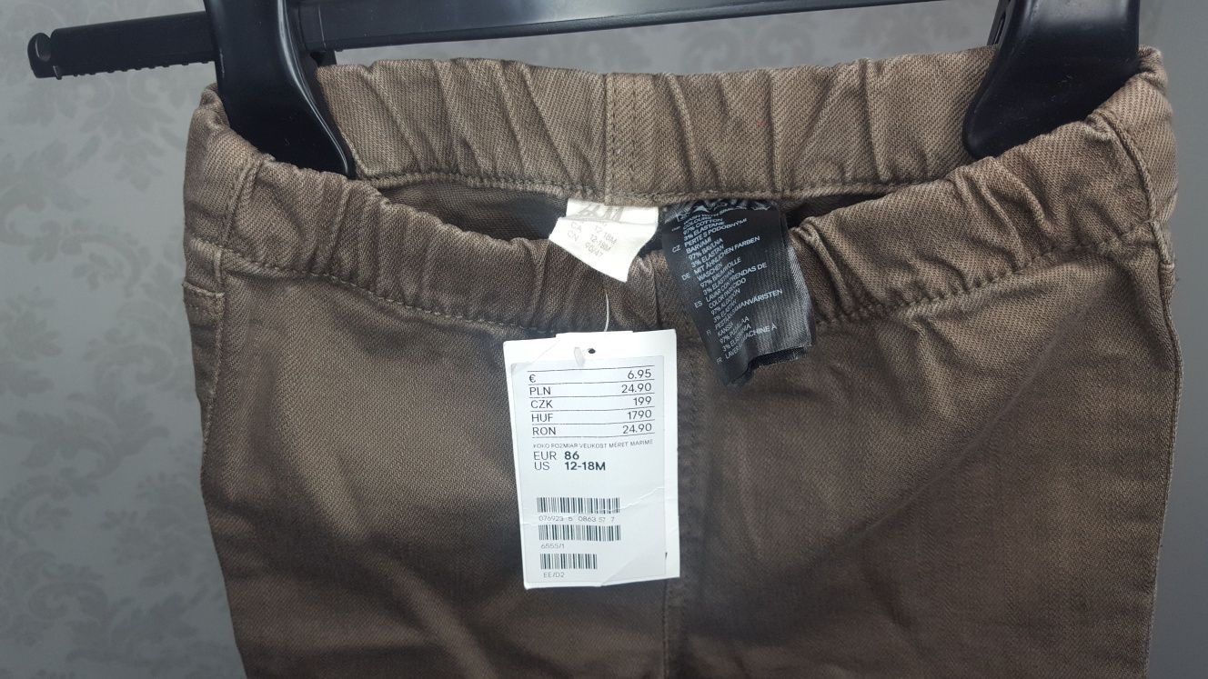 Spodnie getry H&M 86 brązowe rurki  12-18 m
