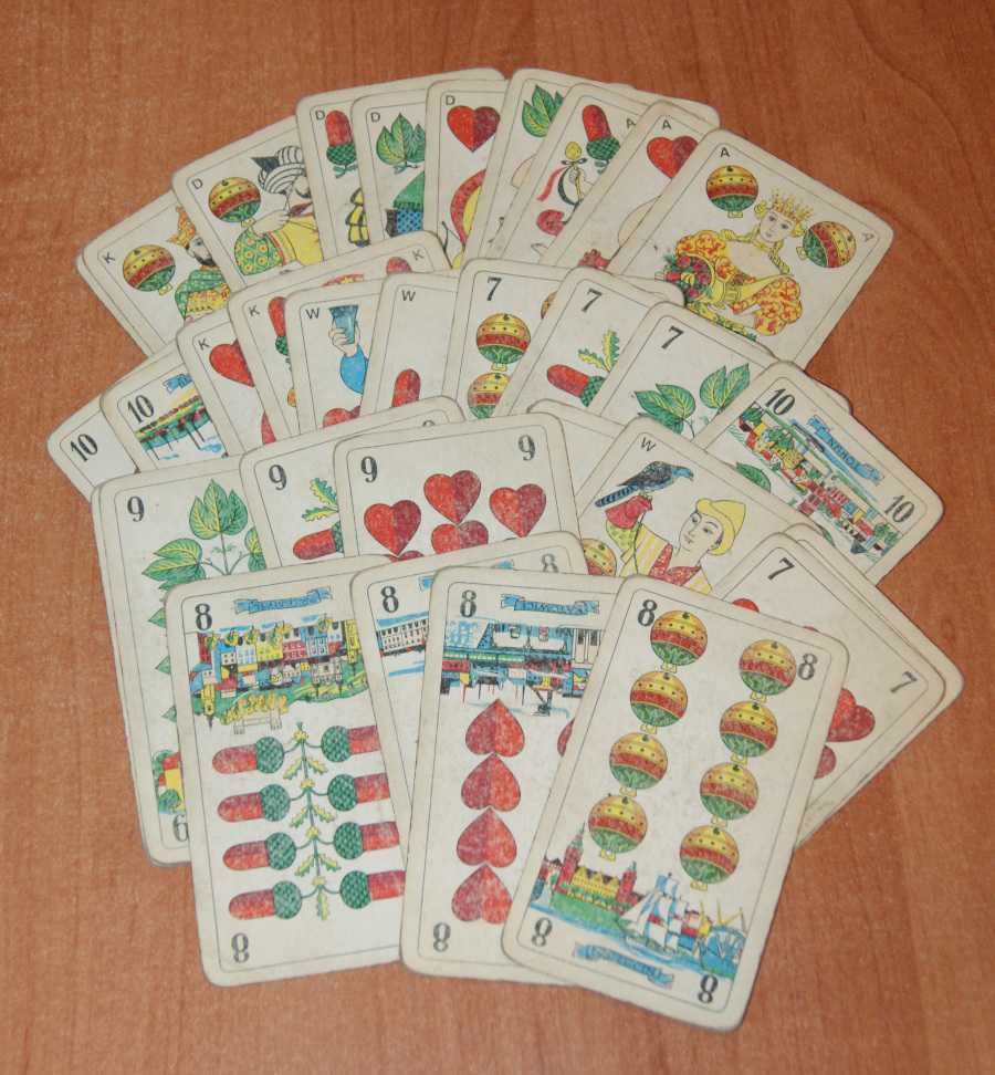 Stare karty KWK HALEMBA do gry talia 32 sztuki unikatowe PRL