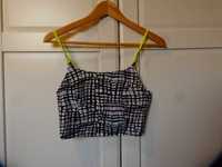 Asos bluzka crop top biało czarna rozmiar 32 XXS