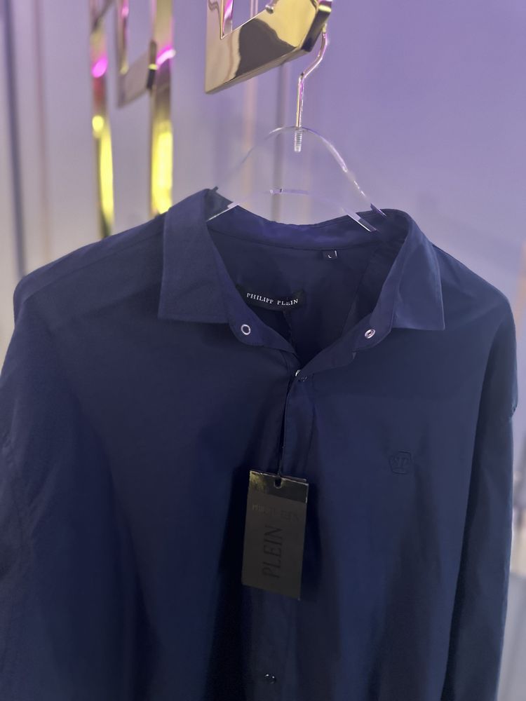 Однотонна чоловіча сорочка philipp plein рубашка однотонная на кнопках