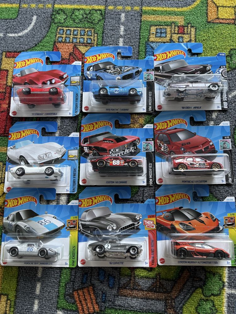 hot wheels zestaw 9 pojazdow,kolekcjonerski klasyki, porsche, egzotyki