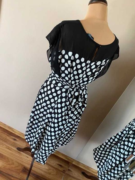 sukienka midi siatka groszki kropki  rozkloszowana xxxl 52 50 +size