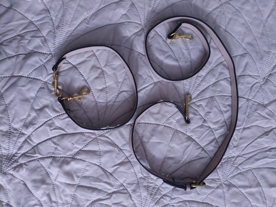 Torebka damska beżowa na ramię i do ręki dwa paski bdb