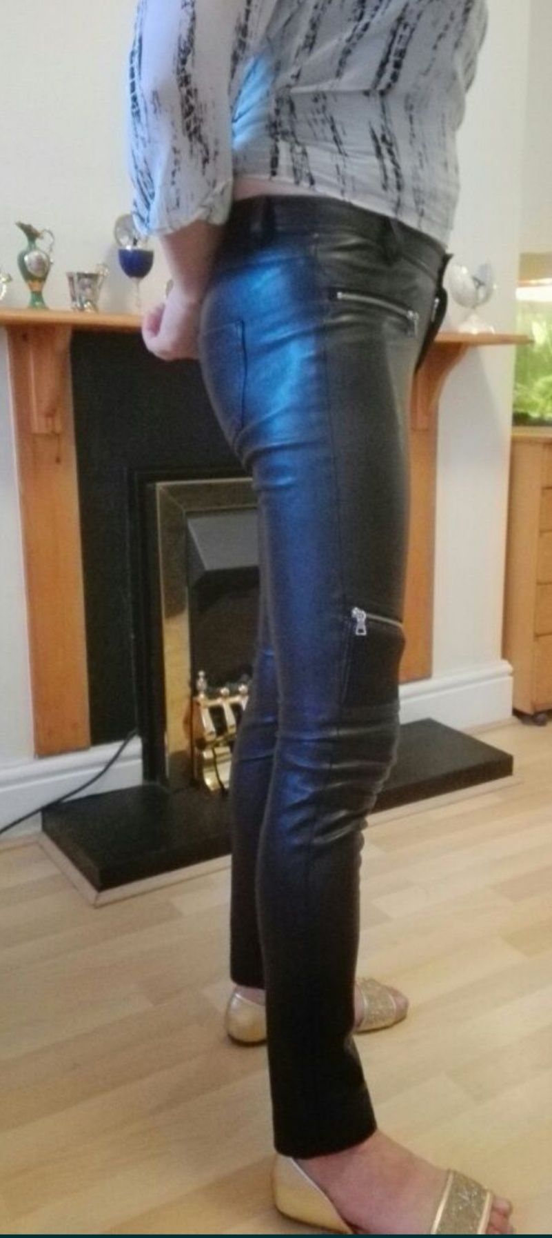 Nowe spodnie Zara, spodnie eco skóra Zara, r. XS