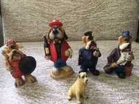 Коллекция 5 шт. миниатюр статуэтки фигурки собаки разный материал