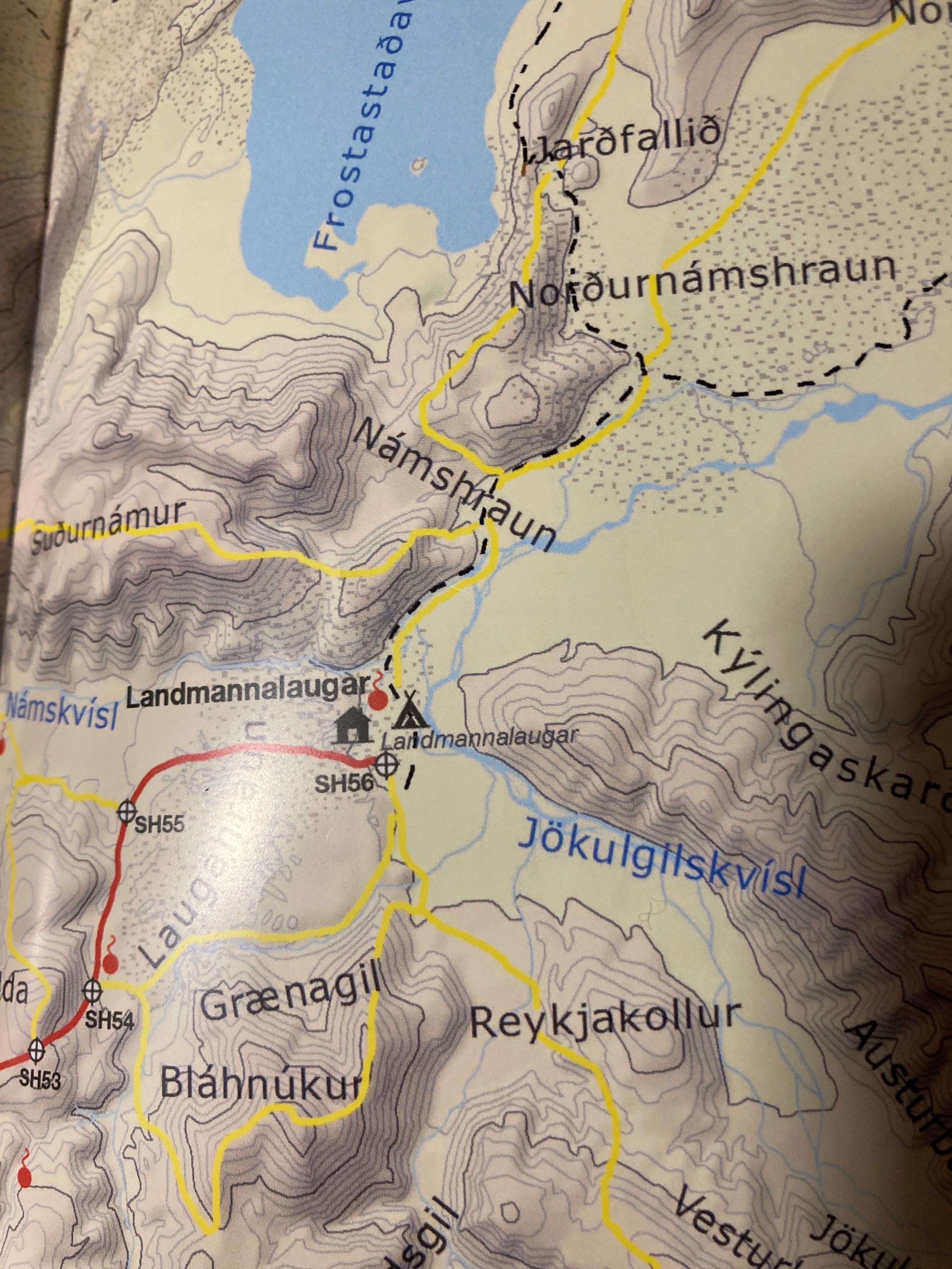 Mapa Islandii szlak Laugavegur