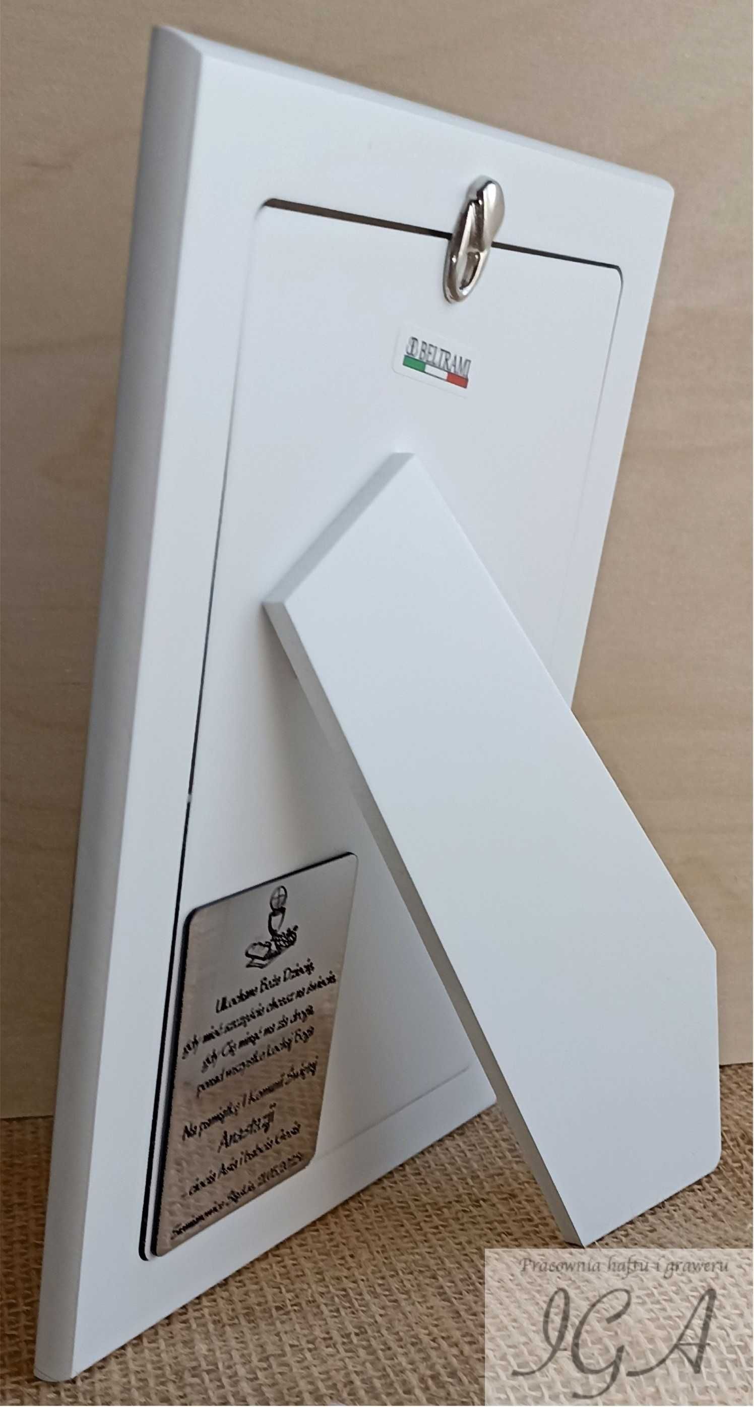 Srebrna Ramka Na Zdjęcie 10x15 Pamiątka Komunii GRAWER