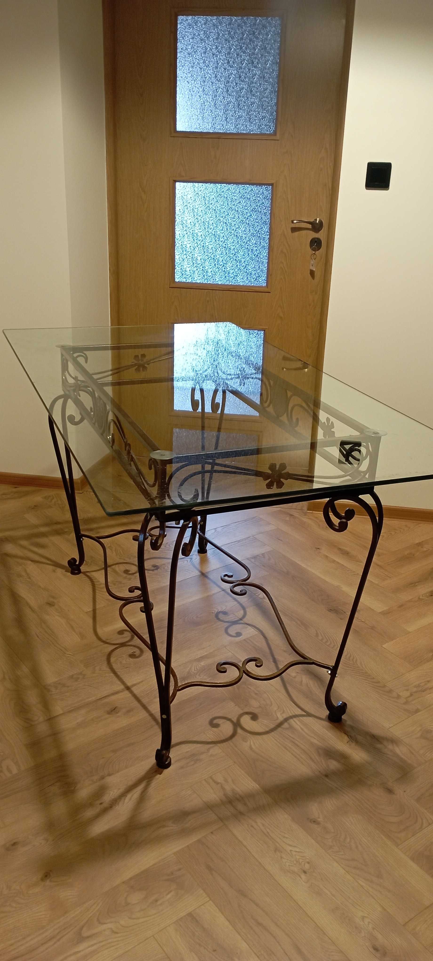 Stół ze szklanym blatem elegancki glamour jadalnia metalowy stół szkło