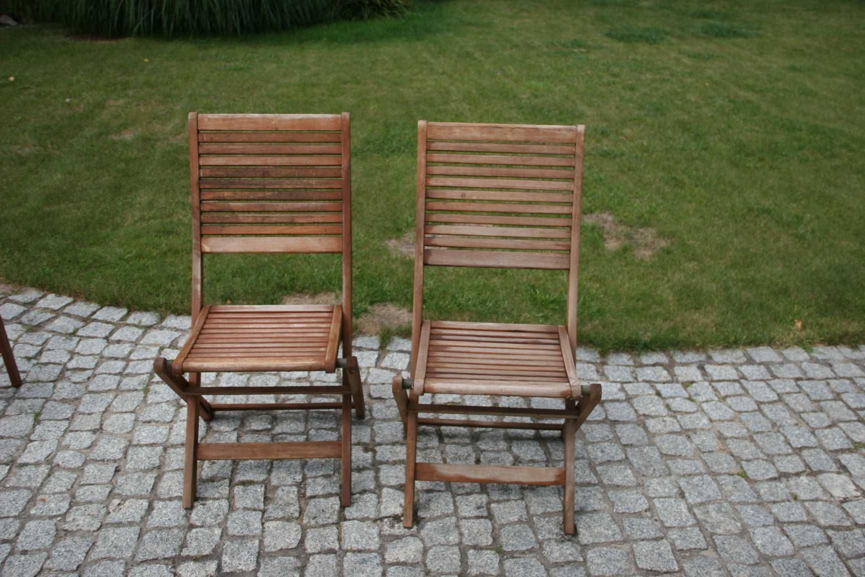 Krzesło składane z drewna egzotycznego-tikowego 2szt.