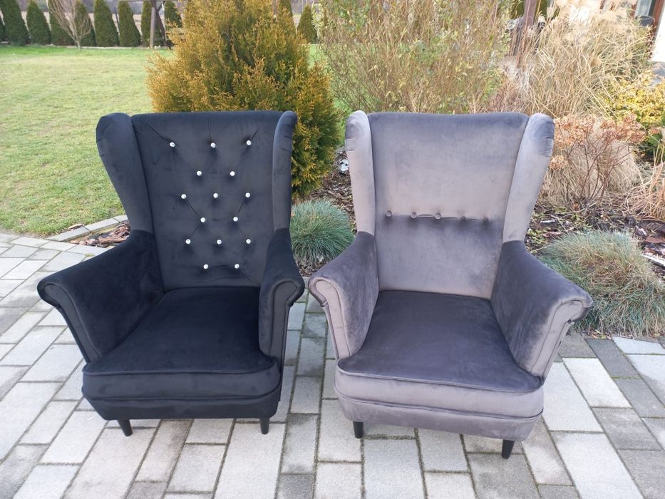 Fotel uszak dostępny od ręki pudrowy róż,  szary , butelkowa zieleń