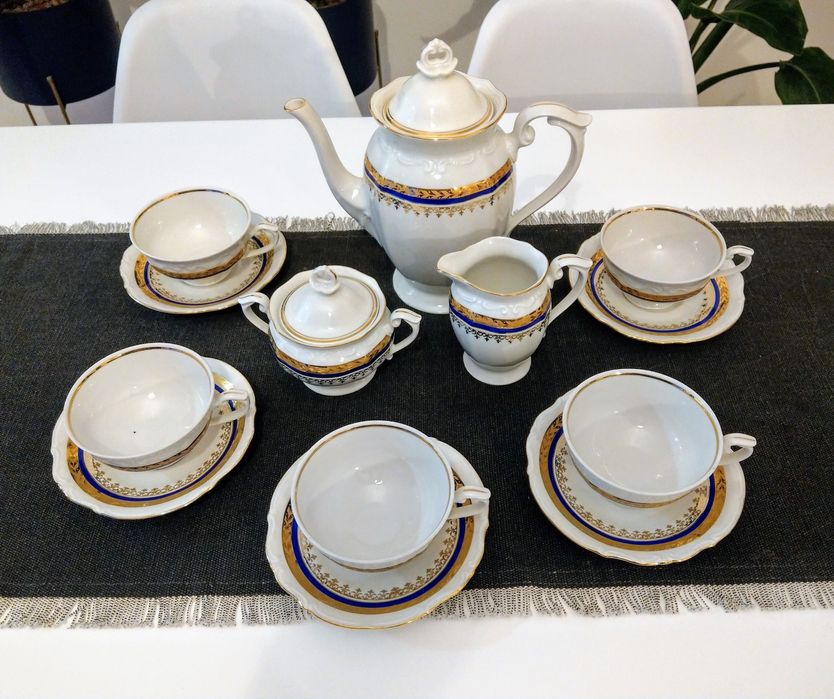 Serwis kawowy dla 5 osób - Porcelana Chodzież