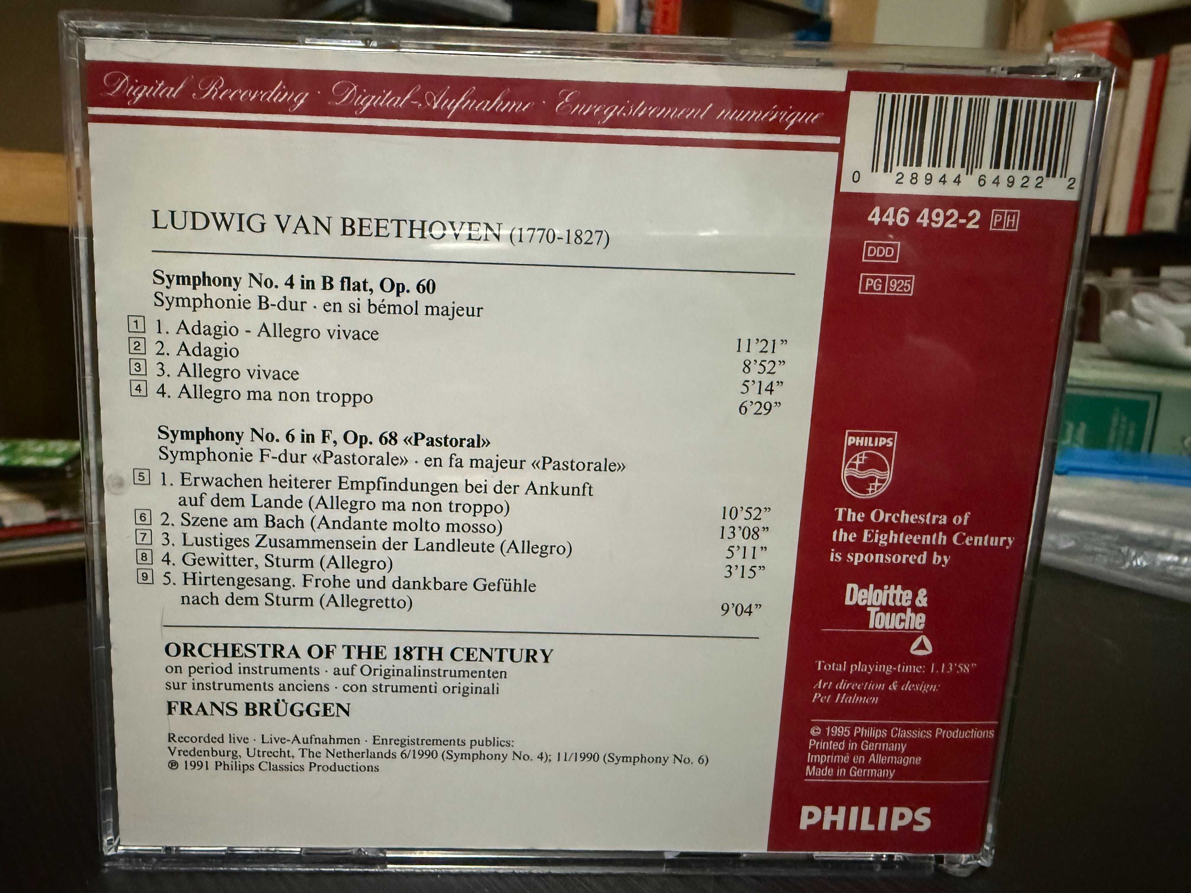 Beethoven – Symphonies Nos. 4 & 6 "Pastoral" – Frans Brüggen