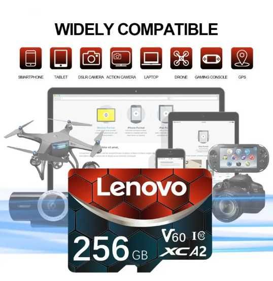 Нові карти пам'яті microSD Lenovo 64Gb - 2TB, + adapter в подарунок!