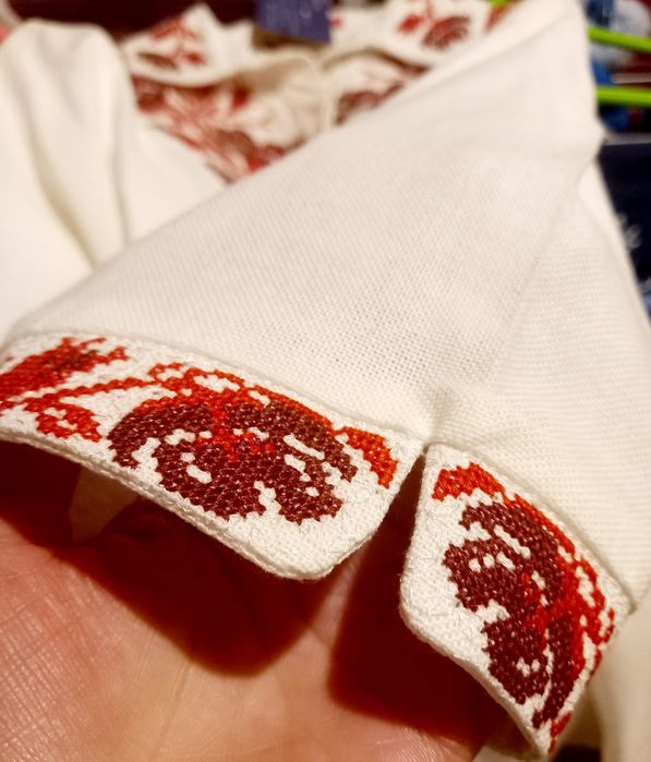 Вишиванка жіноча вишита сорочка класична біла синня S 42-44 Галичанка