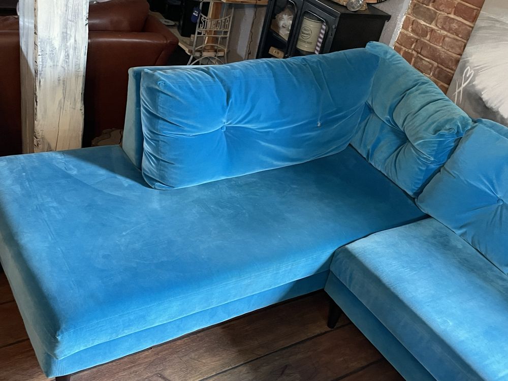 Sofa narożnik niebieska- turkusowa
