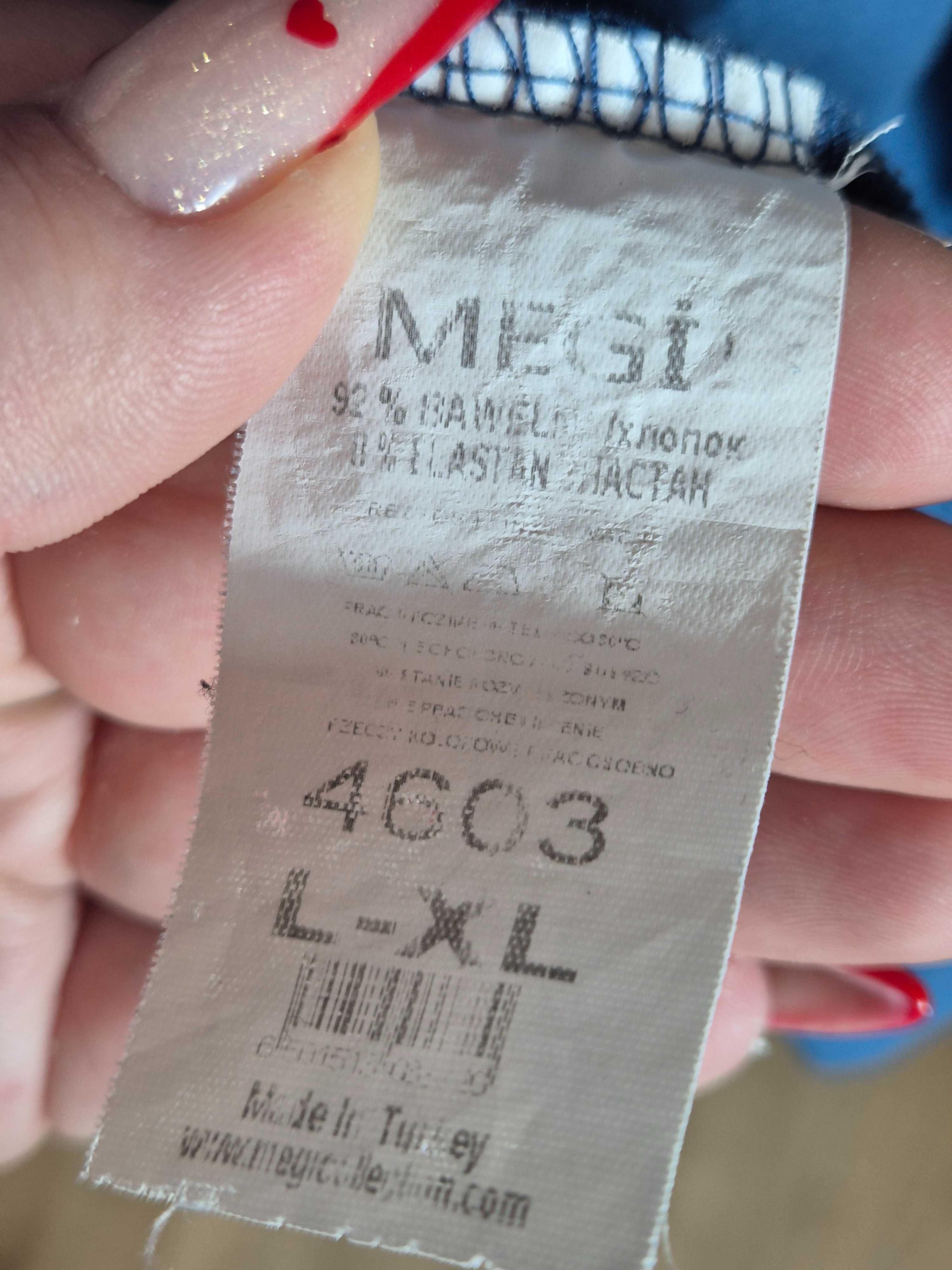 niebieska bluzka damska koszulka z krótkim rękawem Megi L 40 Xl 42