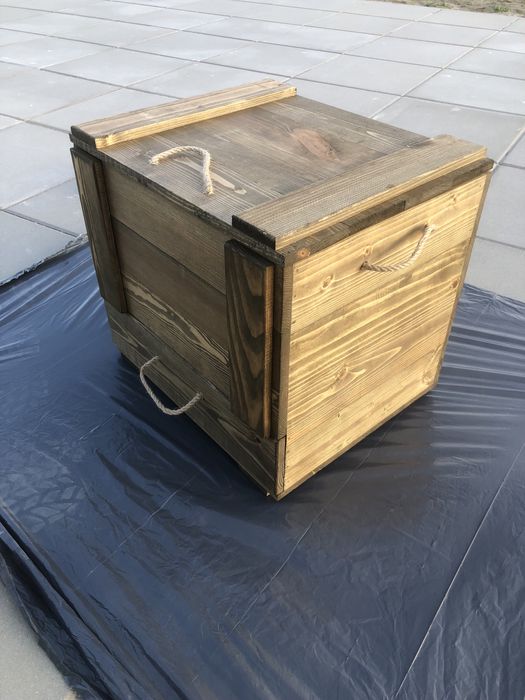 #Drewniana skrzynia z szufladą – handmade, bejcowana i woskowana