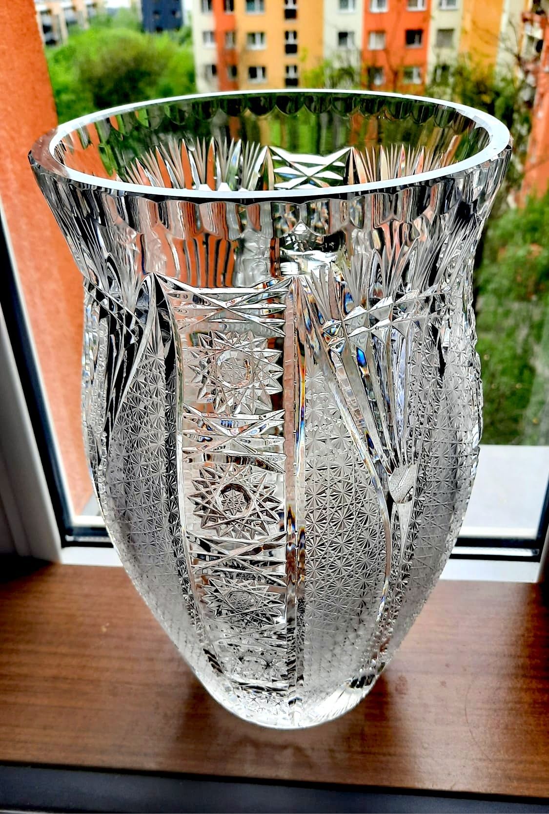 Duży, wazon kryształowy PRL.