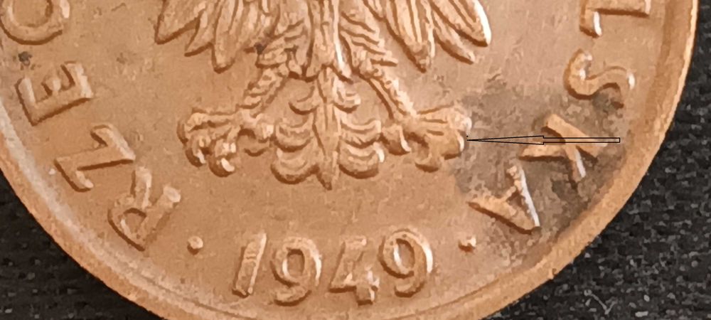 Destrukt -Błąd Pazura 5 Groszy Polska 1949,Stan.Rzadkie