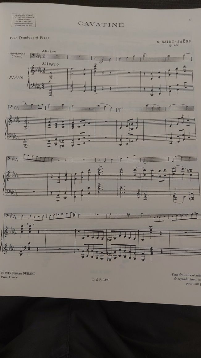 Cavatine para trombone e piano