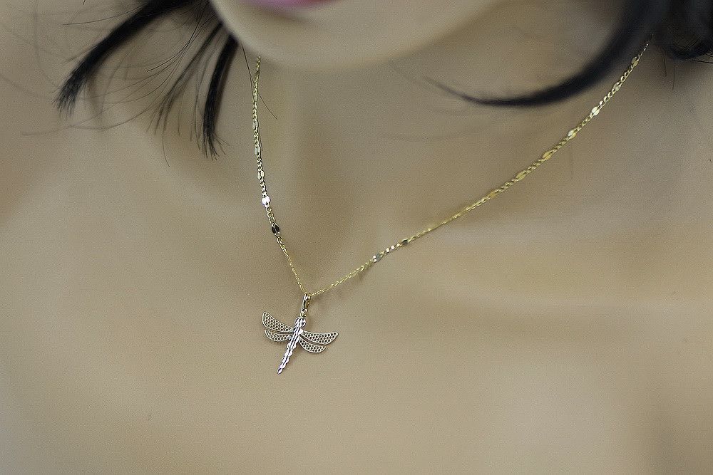 Złota zawieszka Ważka 14k 585 z łańcuszkiem cpn041y&cc077y Gdańsk