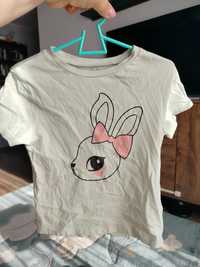 H&M koszulka z króliczkiem zielona dla dziewczynki 104