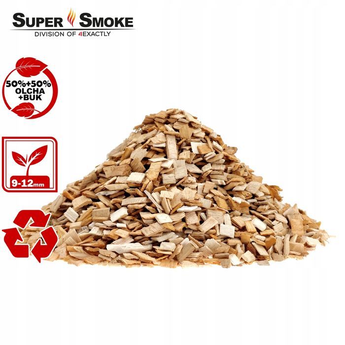 Zrębki Wędzarnicze Super Smoke OLCHA+BUK KL-10 (9-12mm) Large 6 Litrów