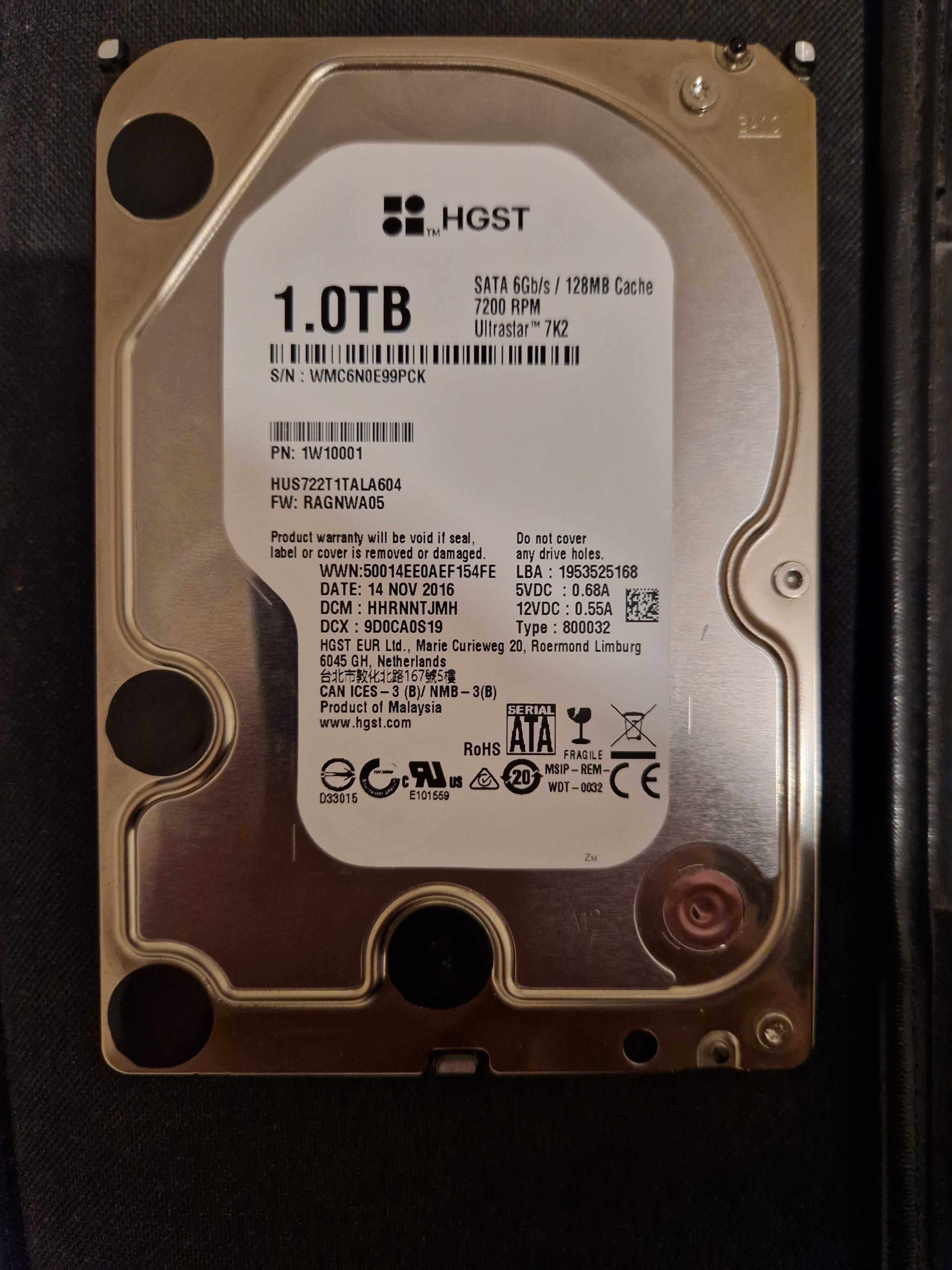 Dysk HGST WD Ultrastar 7K2 DC 1TB 3.5 HDD SATA III 7200RPM 24/7 Serwer