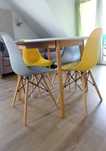 Stolik bialy 105cm+4 krzesla