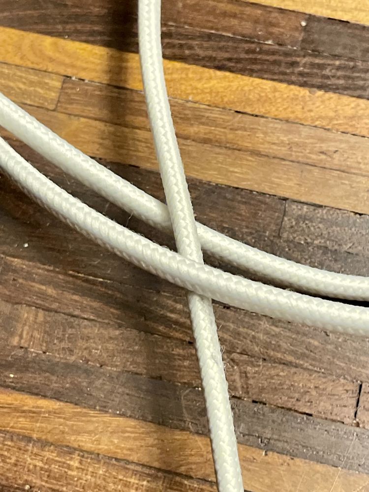 1.9m IKEA SYMFONISK kabel zasilający tkanina biały koniczynka zagiety
