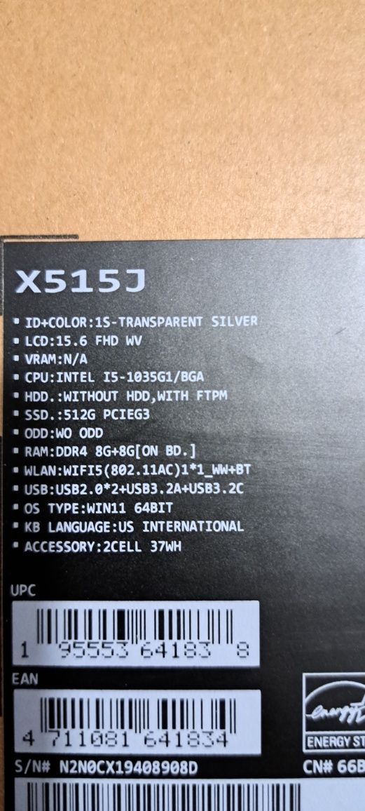 laptop asus x515ja-bq1991w