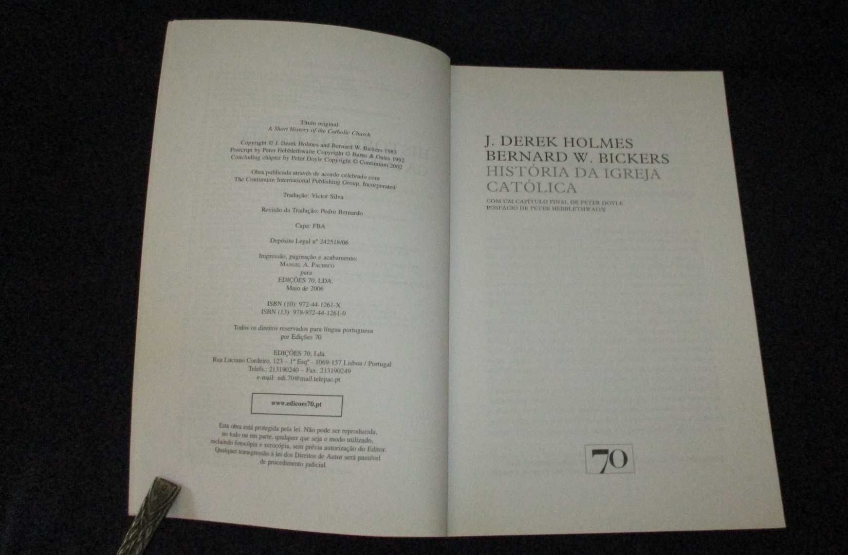 Livro História da Igreja Católica Edições 70