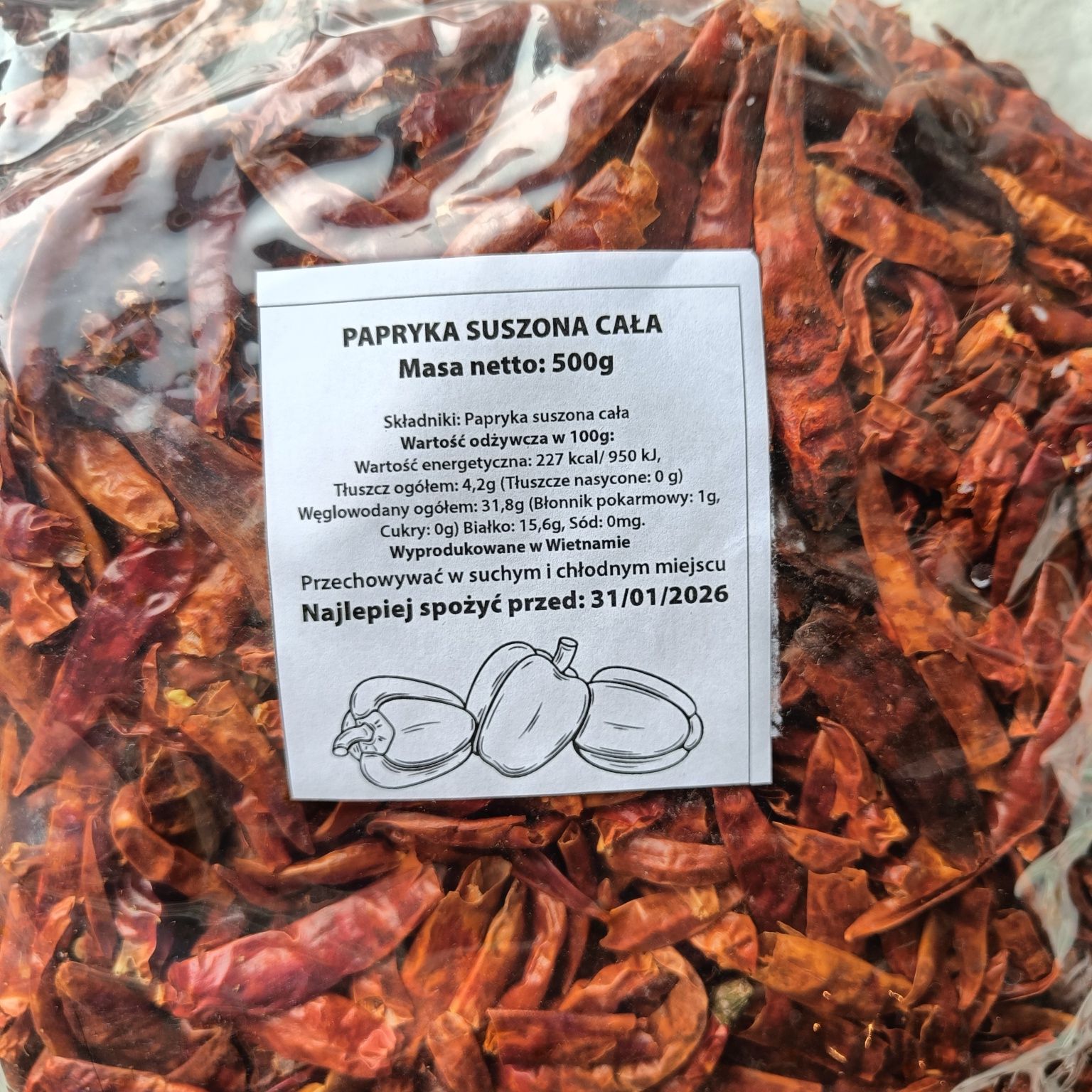 Papryka Chili suszona cała 500 g
