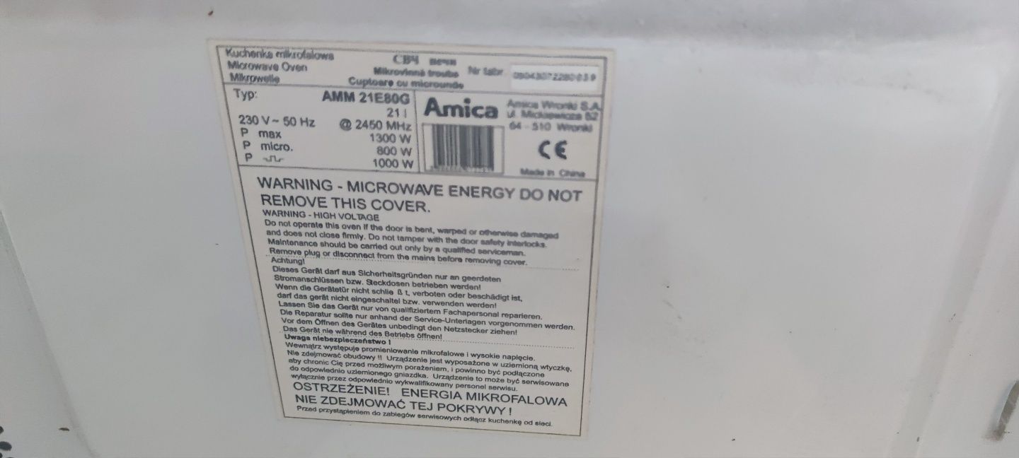 Części mikrofalówka Amica 21E80G