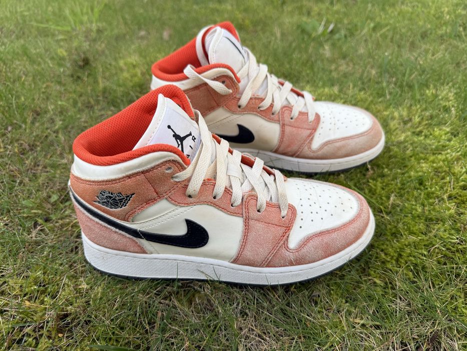 Jordan 1 Mid Team Orange GS Tamanho 37,5