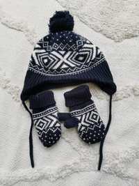 Zimowy zestaw czapka uszatka rękawiczki na zimę
