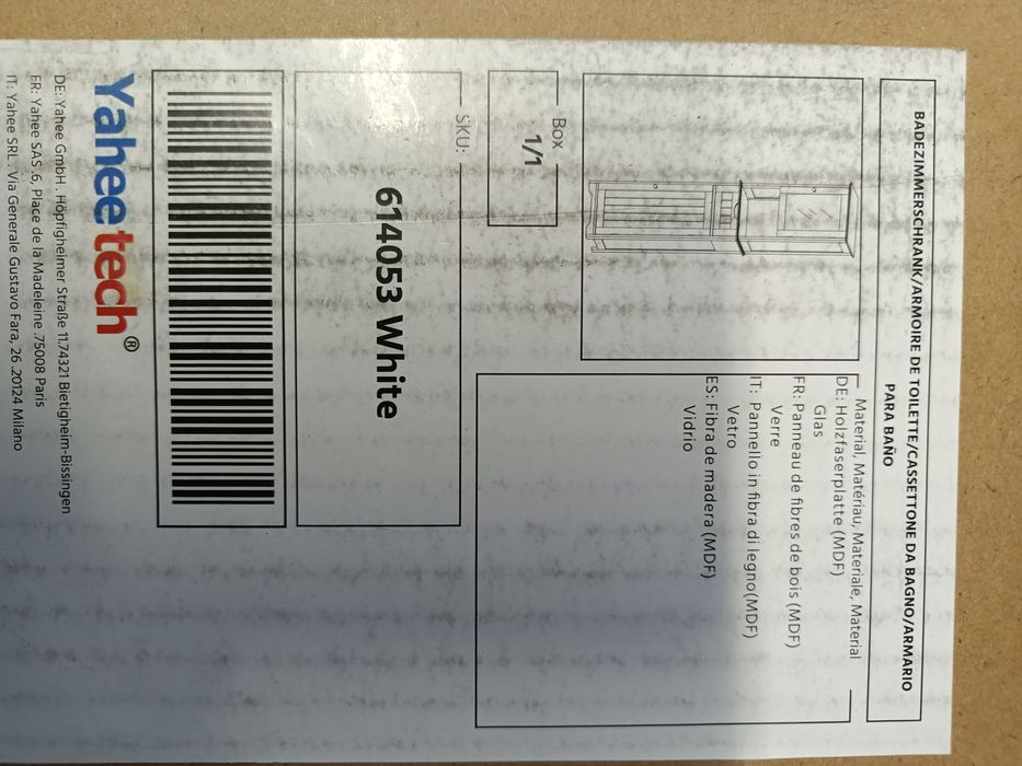 Szafka stojąca do łazienki salonu kuchni biała 170 cm yaheetech 614053