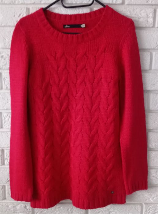 Sweter czerwony wzór pleciony House rozmiar M 38