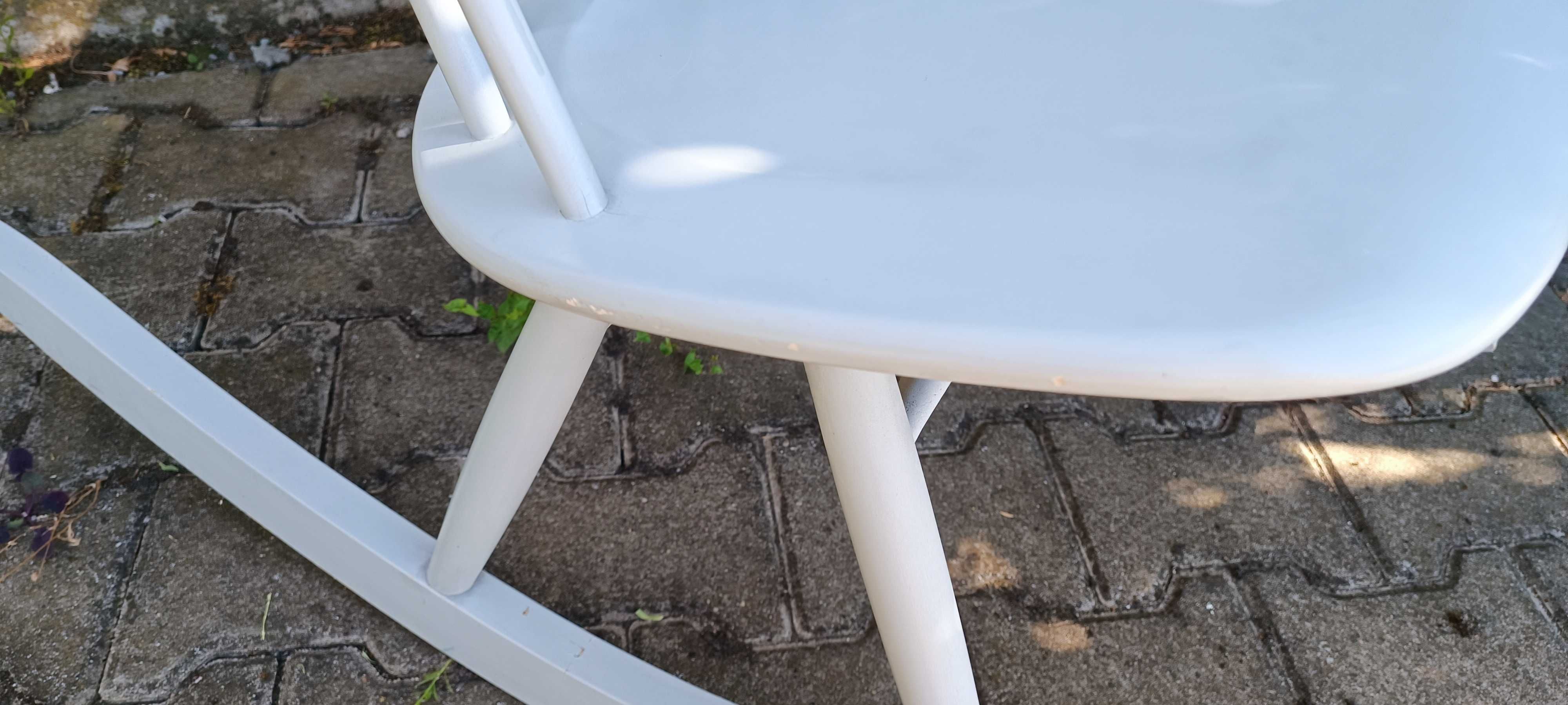 Fotel bujany drewniany krzesło bujane szczebelki boho shabby