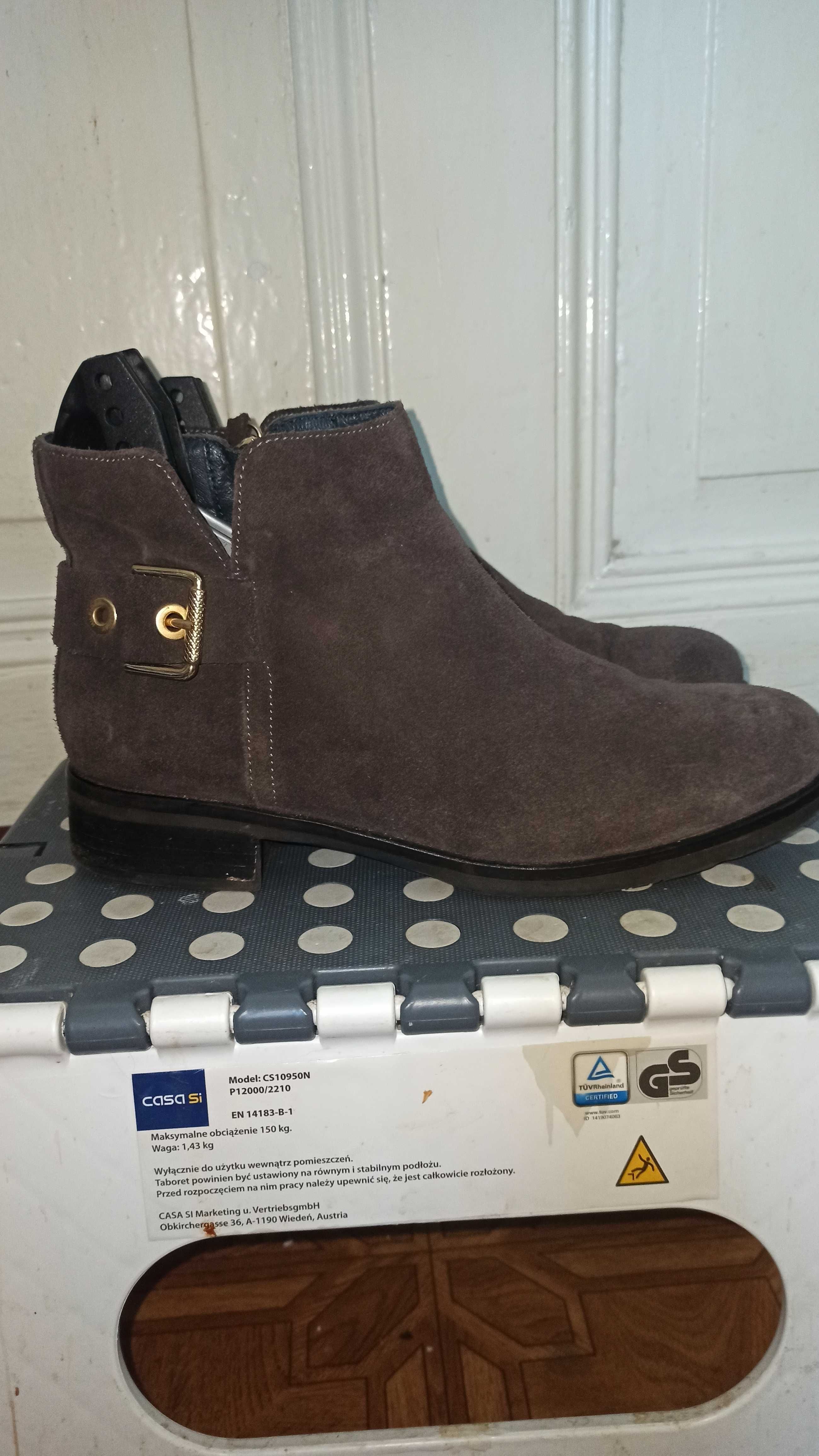Botki damskie brązowe zamszowe Tommy Hilfiger rozmiar 37