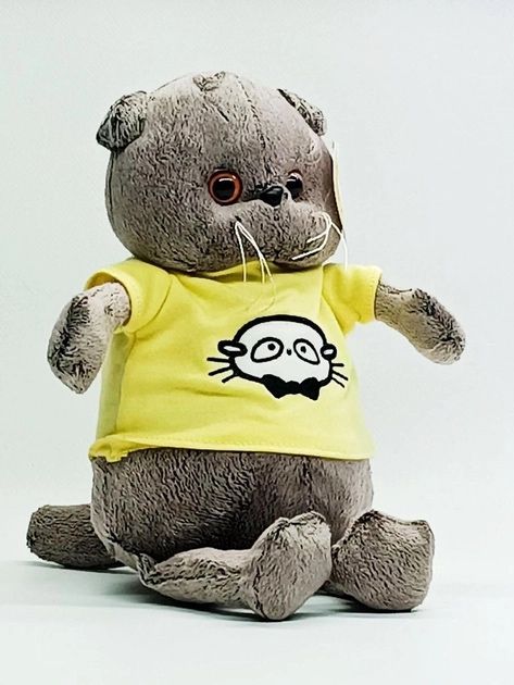 Мягкая игрушка Кот Басик Басік серый 30 см в футболках/ 6 Видов