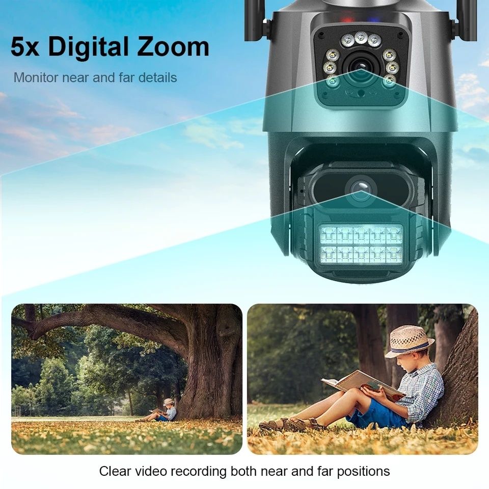 Zewnętrzna obrotowa KAMERA WIFI 4K 2 Ekrany