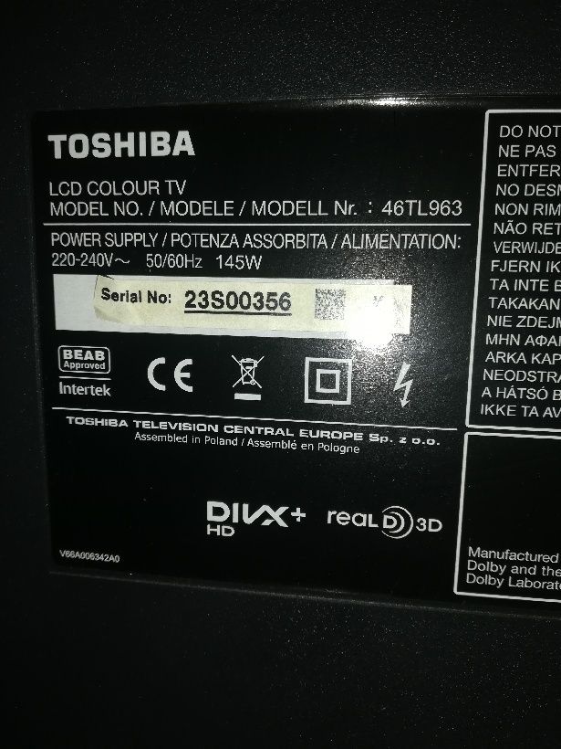 Telewizor TOSHIBA model 46TL963