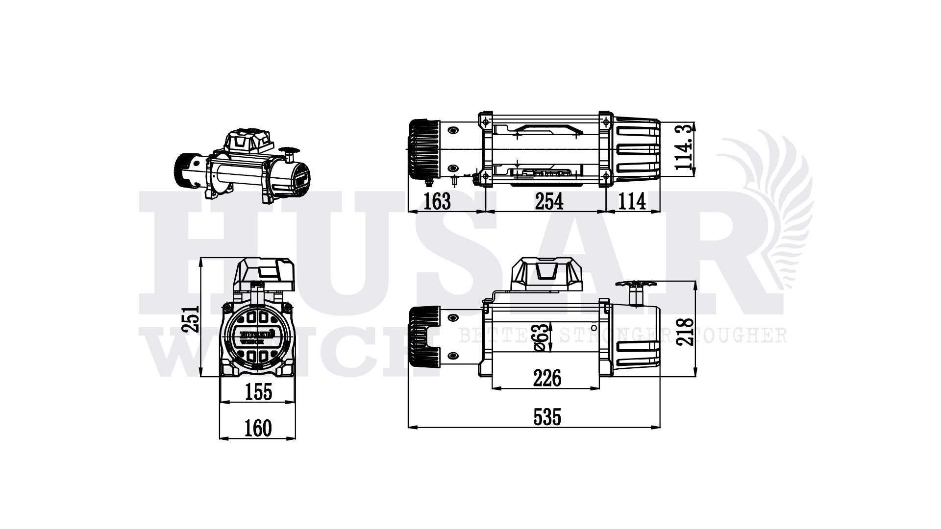 Wyciągarka Husar BST 13500, 12V, Wciągarka samochodowa,4x4, Laweta.