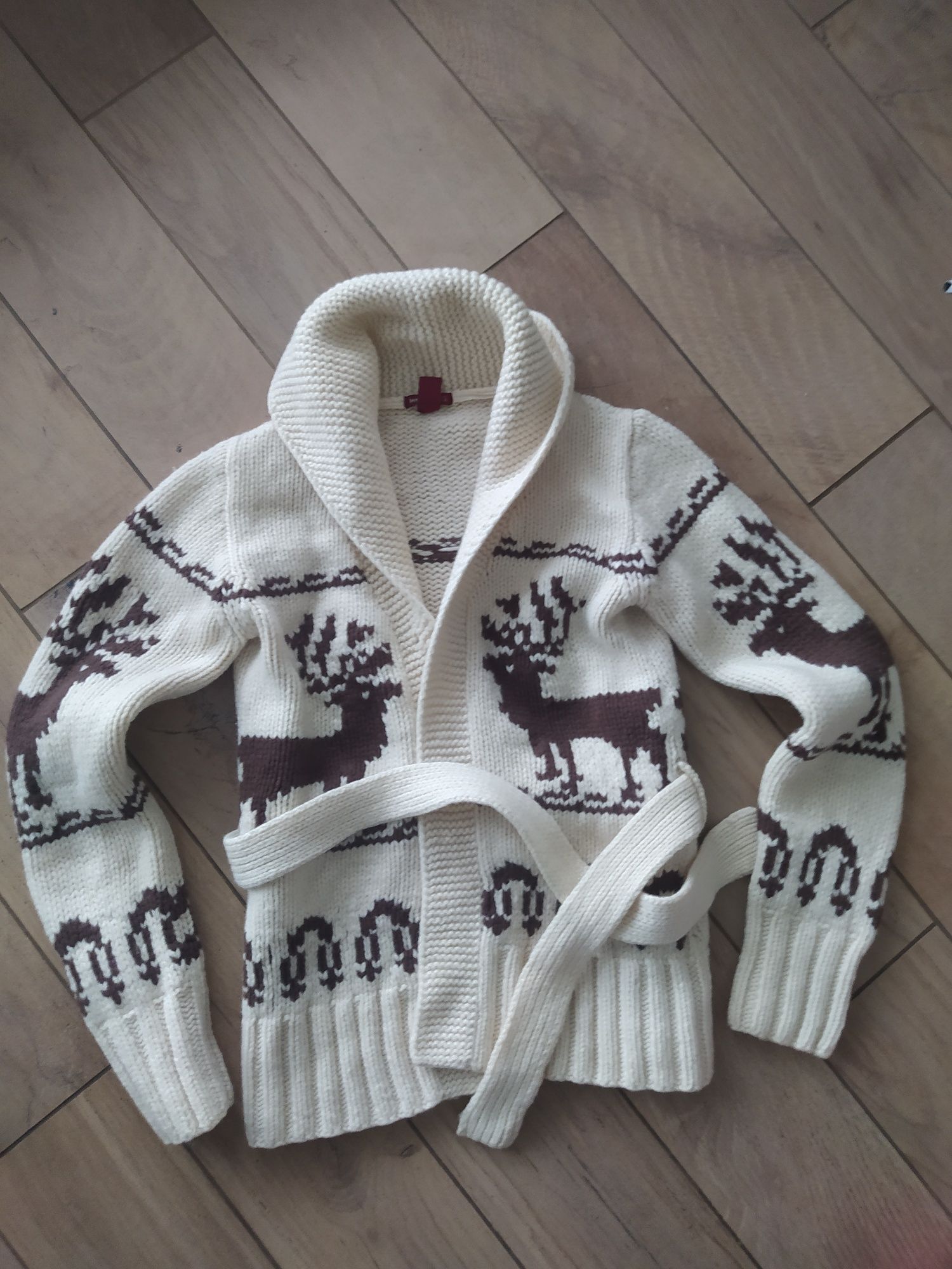 Wełniany sweter świąteczny w renifery Xs H&M Logg