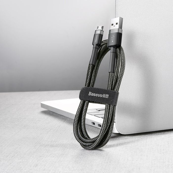 Baseus Kabel Nylonowy USB / micro USB 2A 3M Czarno-Szary
