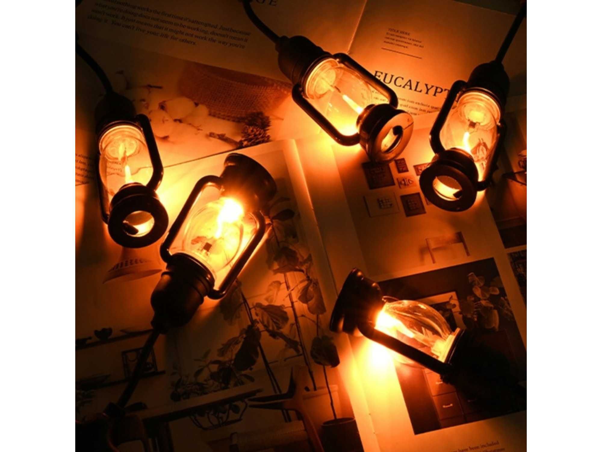 Lampki Ogrodowe Wewnętrzne Zewnętrzne LED 5m 10 szt Lampiony Girlanda
